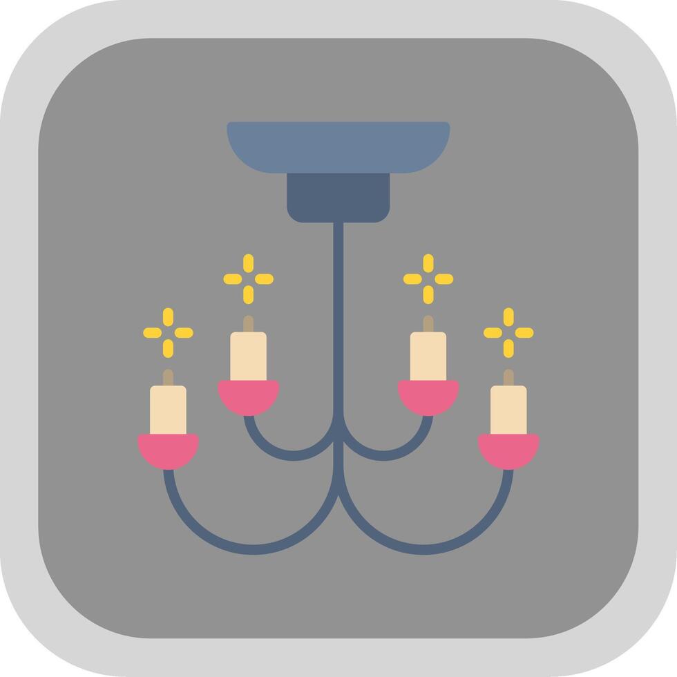 Chandelier Flat round corner Icon Design vector