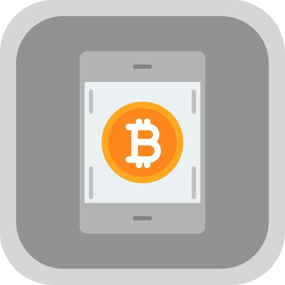 bitcoin pagar plano redondo esquina icono diseño vector
