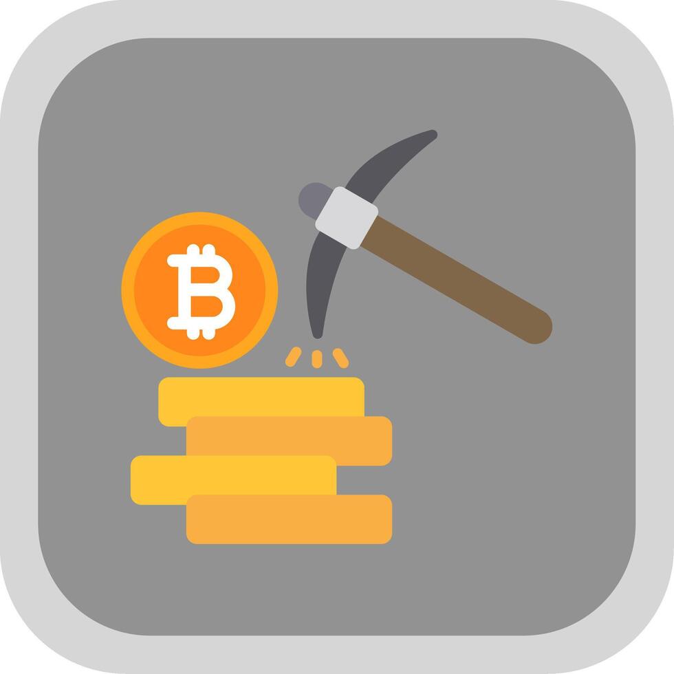 Bitcoin Mining Flat round corner Icon Design vector