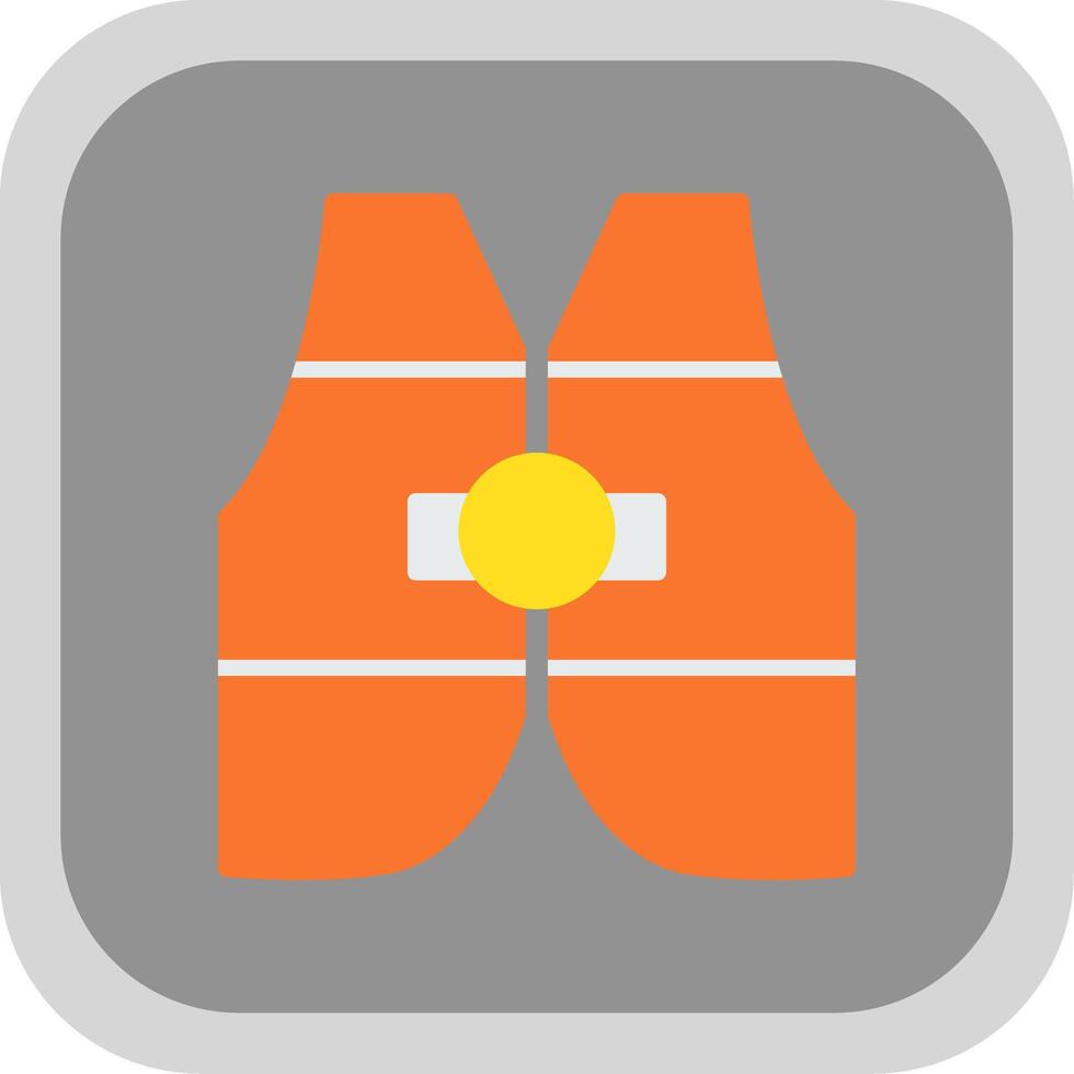 Life Jacket Flat round corner Icon Design vector