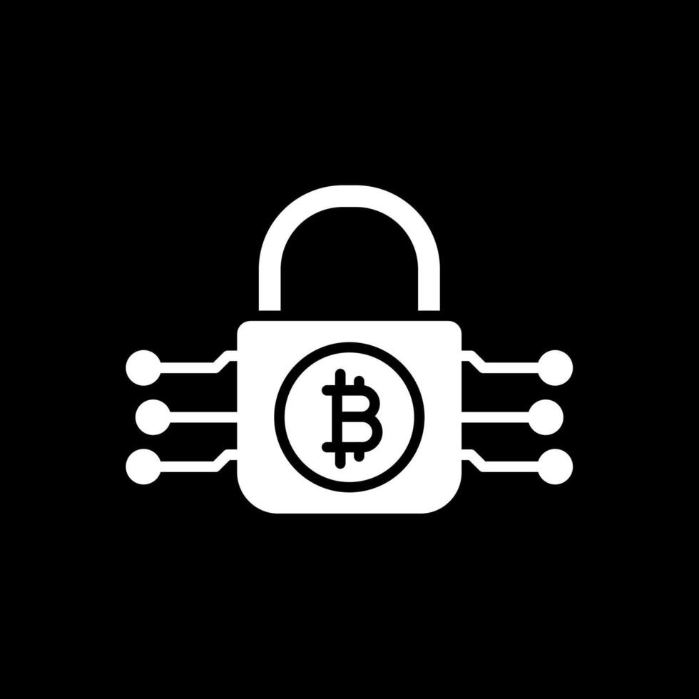 bitcoin cifrado glifo invertido icono diseño vector