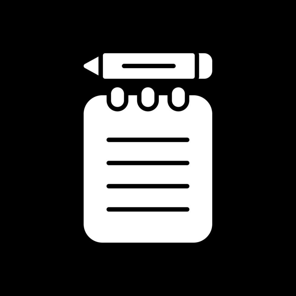 Notepad Glyph Inverted Icon Design vector