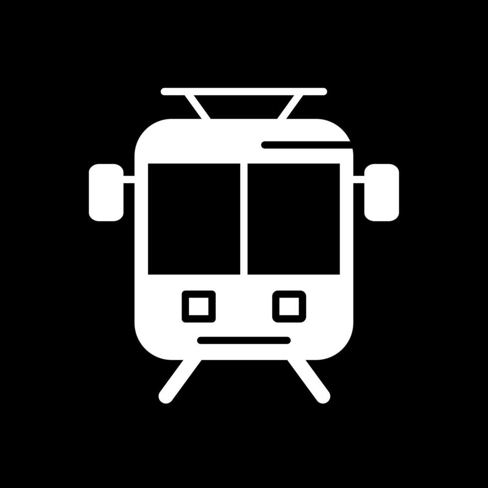 Old Tram Glyph Inverted Icon Design vector