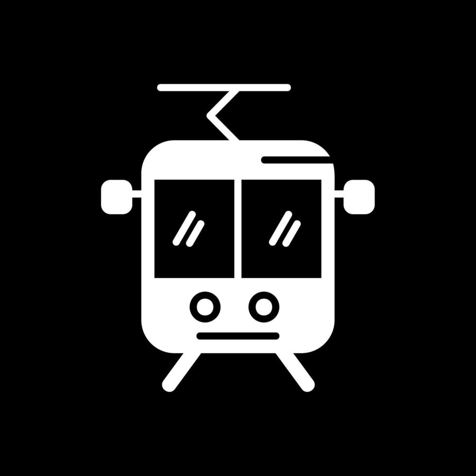 Tram Glyph Inverted Icon Design vector