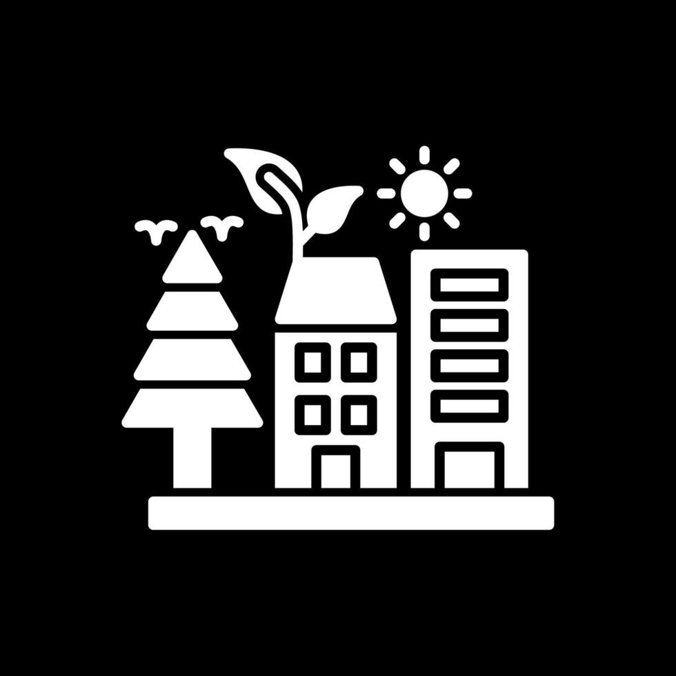 Green City Glyph Inverted Icon Design vector