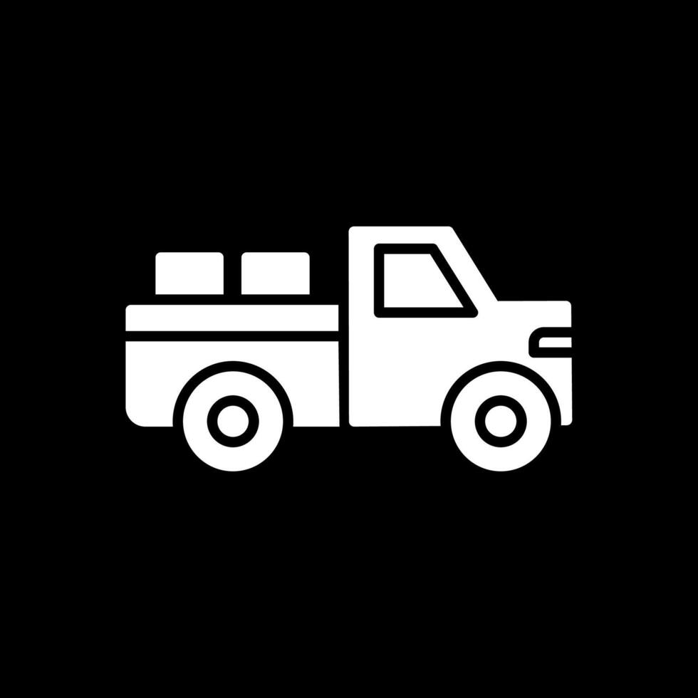 Pickup Truck Glyph Inverted Icon Design vector