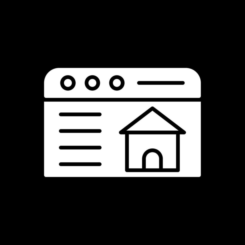 Real Estate Website Glyph Inverted Icon Design vector