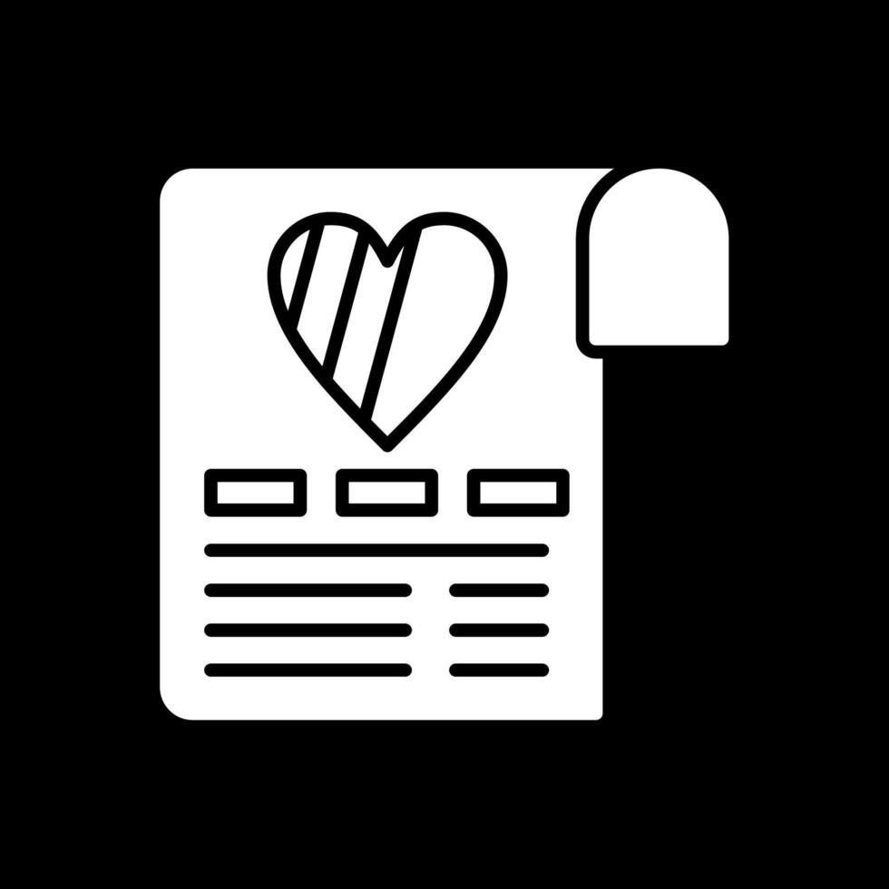 Wish List Glyph Inverted Icon Design vector