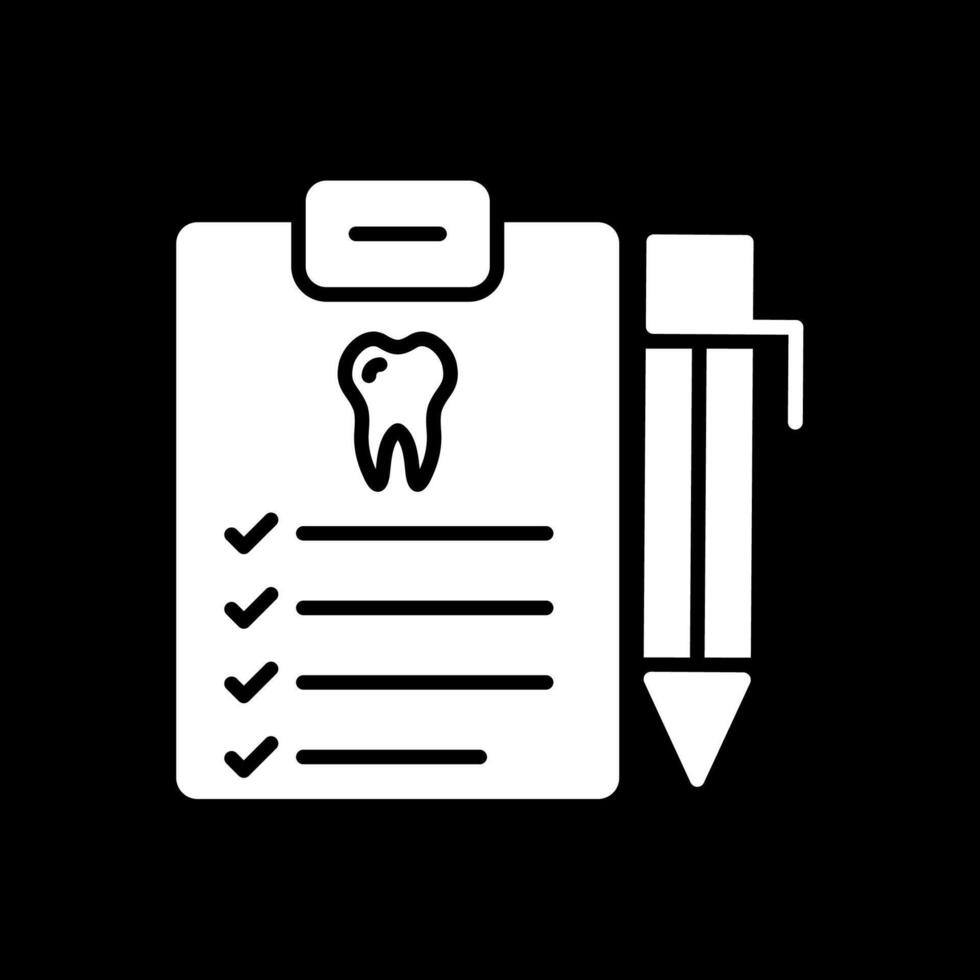 dental reporte glifo invertido icono diseño vector