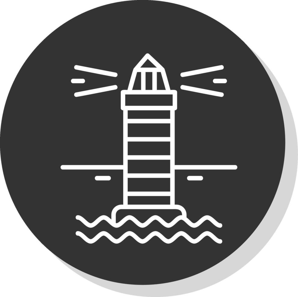 Lighthouse Line Shadow Circle Icon Design vector