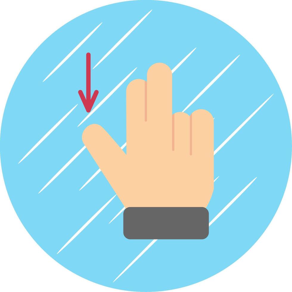 Two Fingers Drag Down Flat Circle Icon Design vector