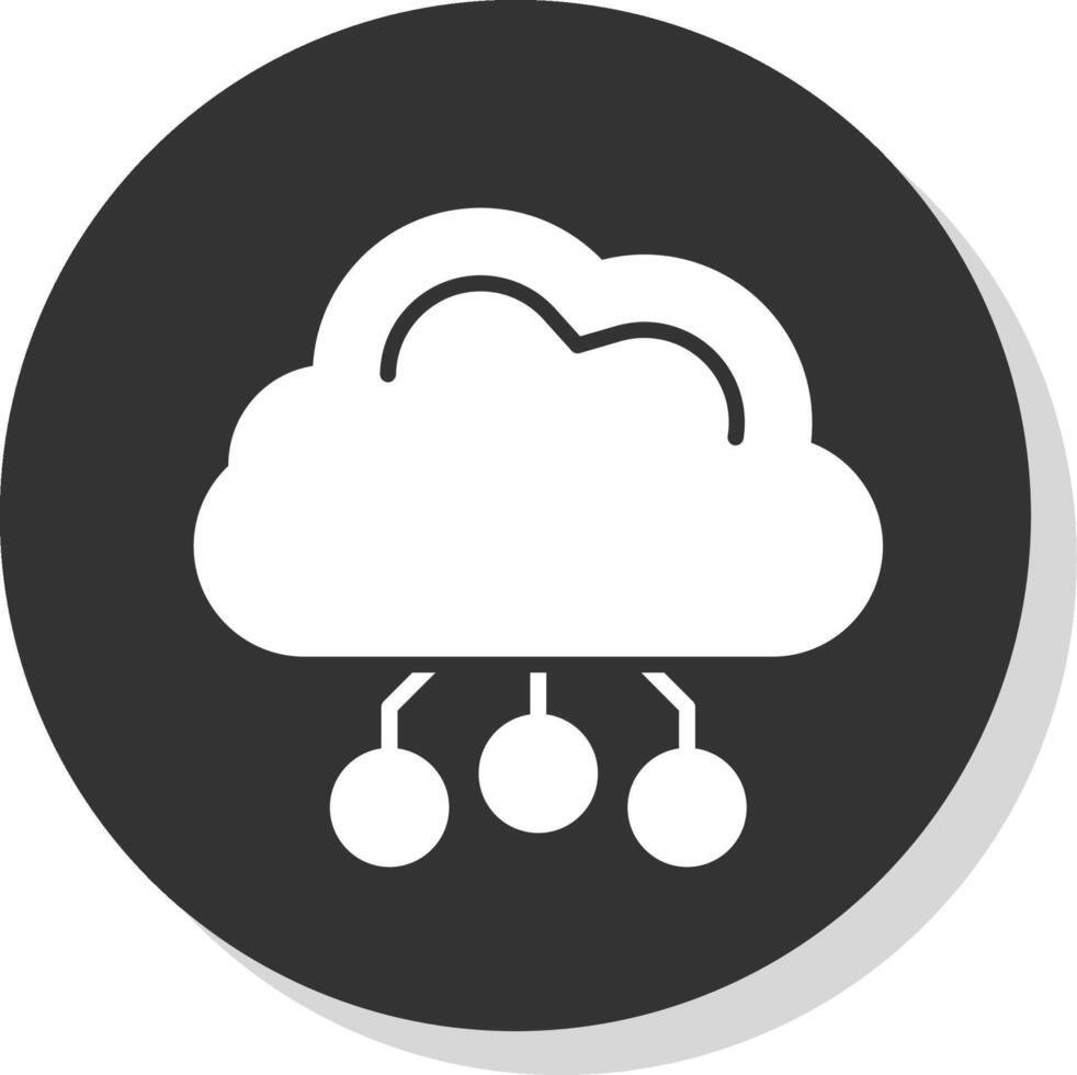 digital nube glifo sombra circulo icono diseño vector