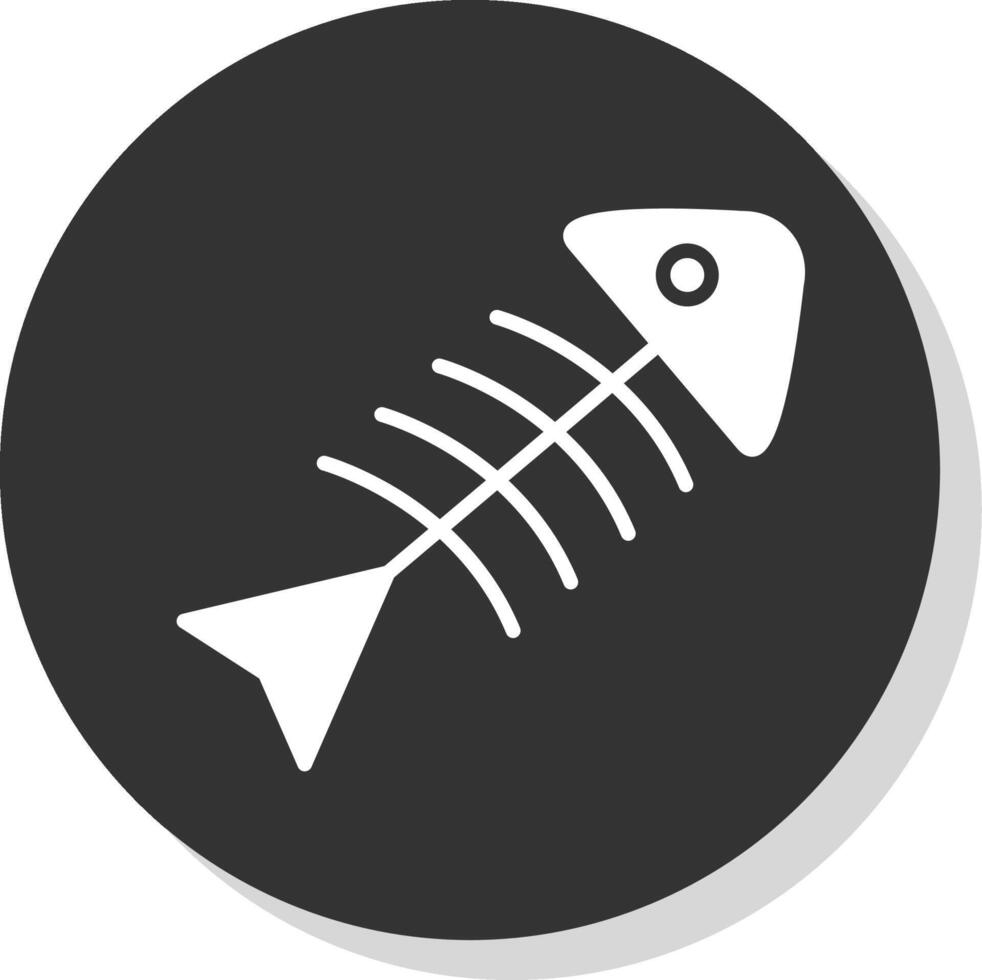 Rotten Fish Glyph Shadow Circle Icon Design vector