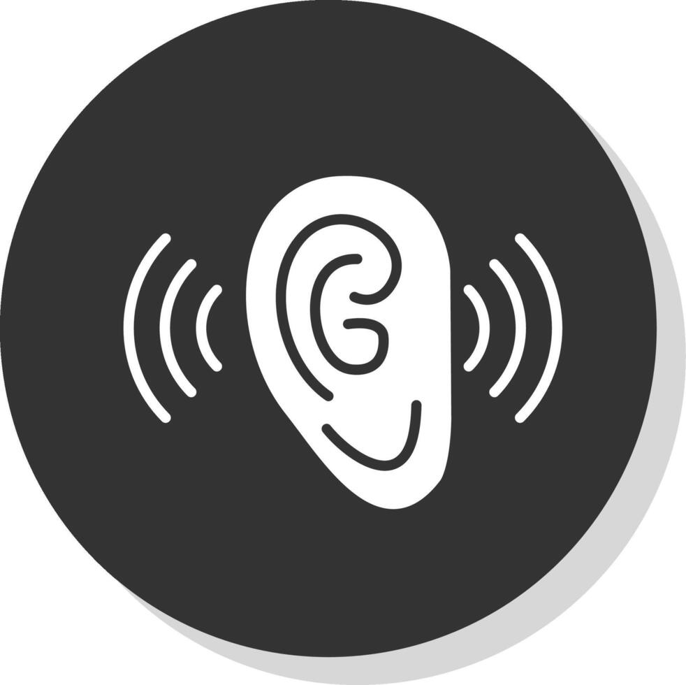 Listening Glyph Shadow Circle Icon Design vector