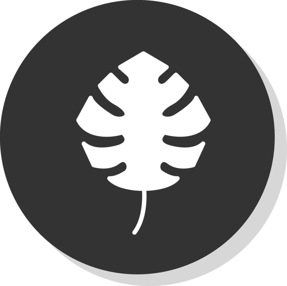 Monstera Glyph Shadow Circle Icon Design vector