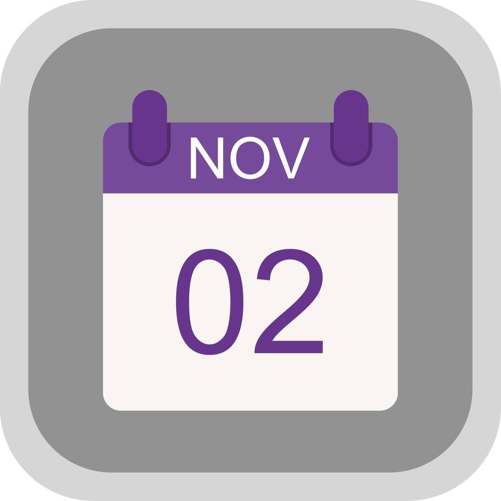 November Flat round corner Icon Design vector