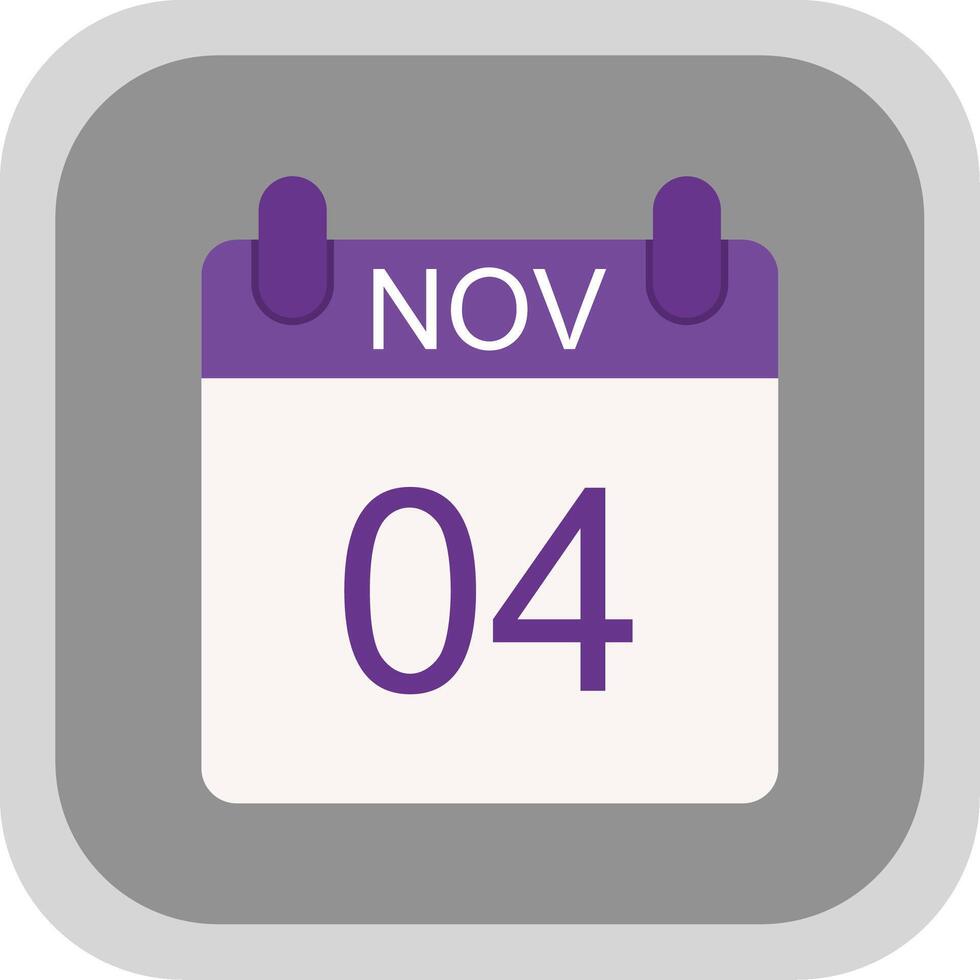 November Flat round corner Icon Design vector