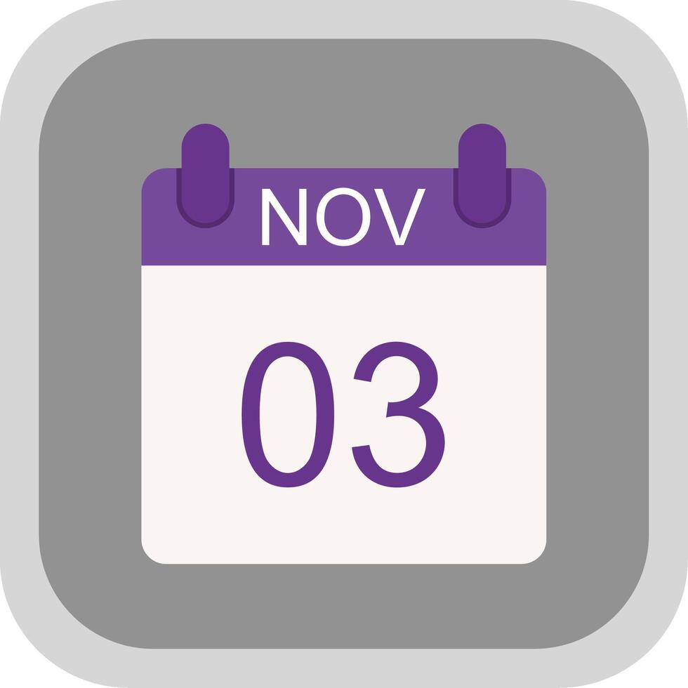 November Flat round corner Icon Design vector