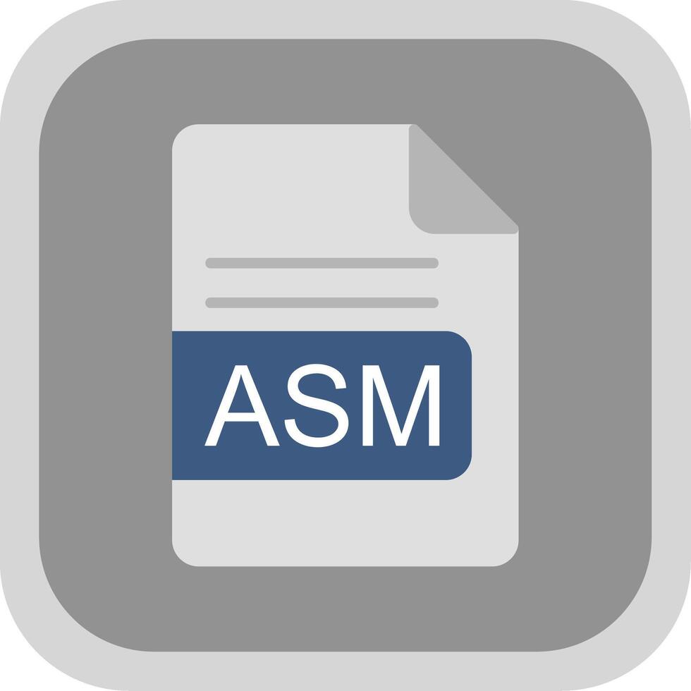 ASM File Format Flat round corner Icon Design vector