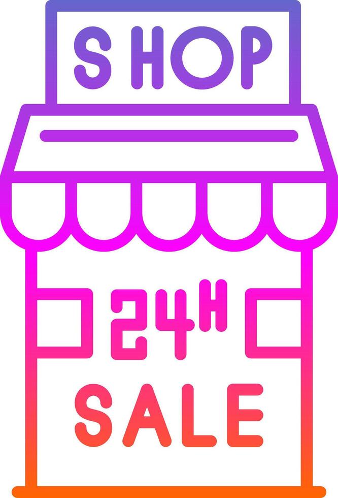 24 Hour Sale Line Gradient Icon Design vector