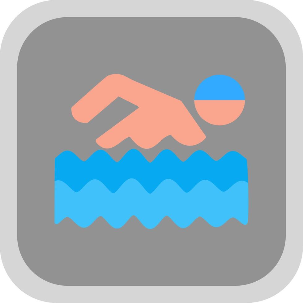 Swimming Flat round corner Icon Design vector