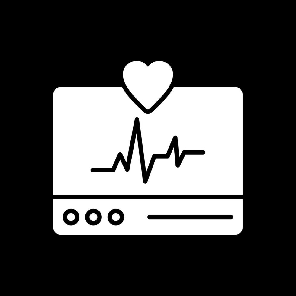 ECG Monitor Glyph Inverted Icon Design vector