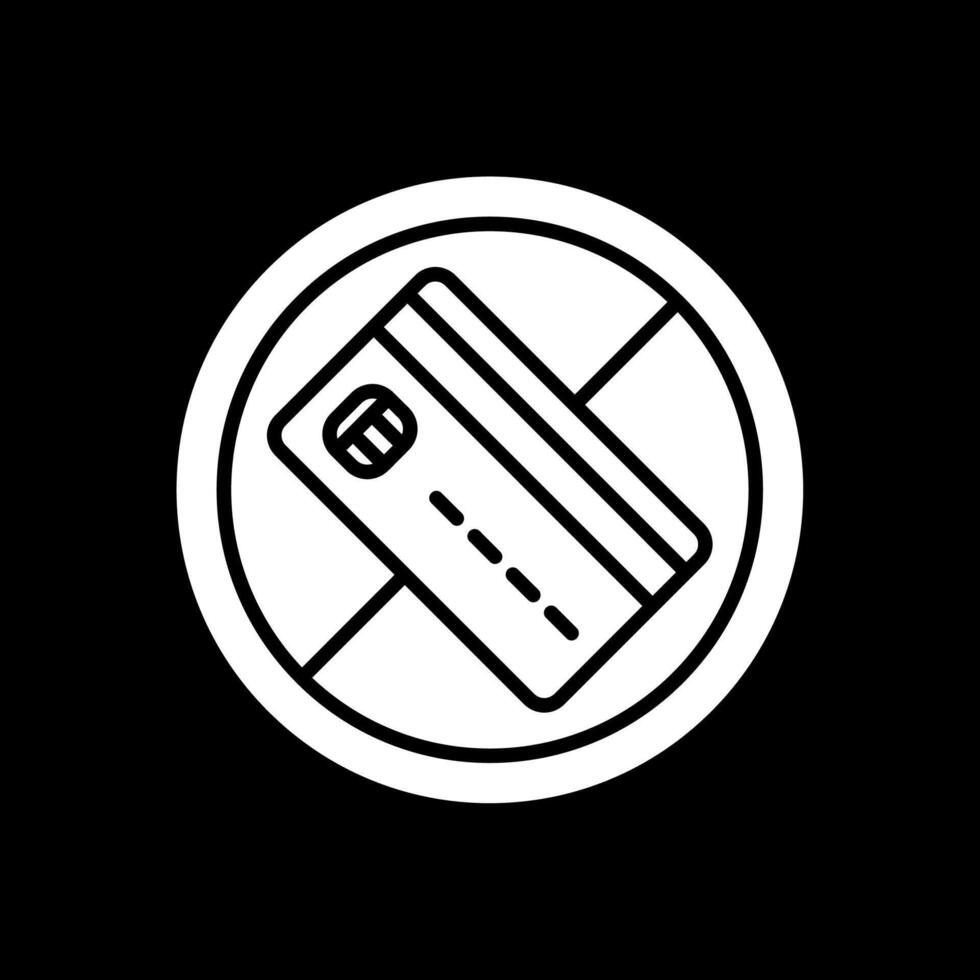 No Credit Card Glyph Inverted Icon Design vector
