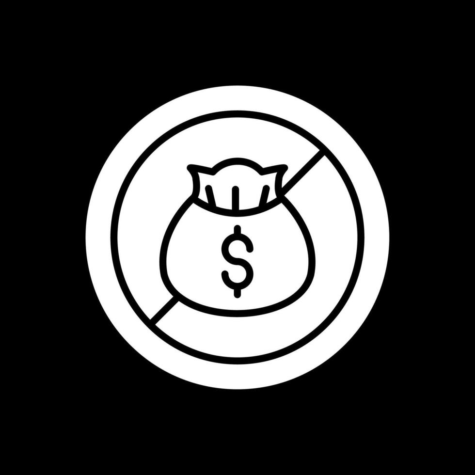 No Money Glyph Inverted Icon Design vector