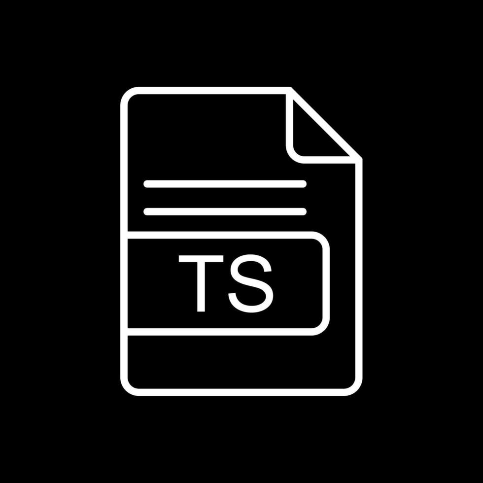 TS File Format Line Inverted Icon Design vector