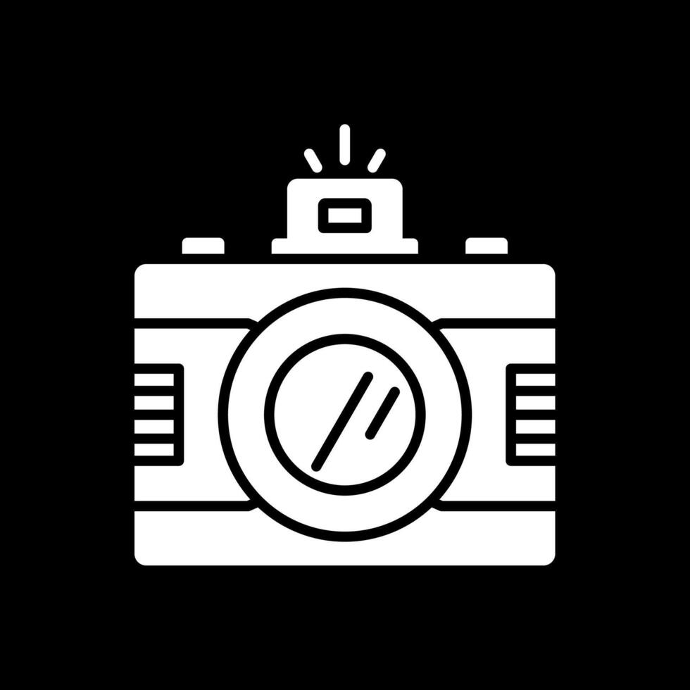 Dslr Camera Glyph Inverted Icon Design vector