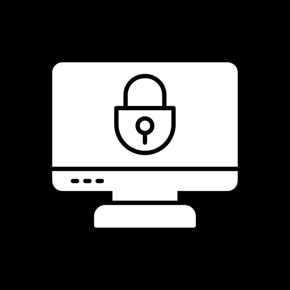 Locked Computer Glyph Inverted Icon Design vector