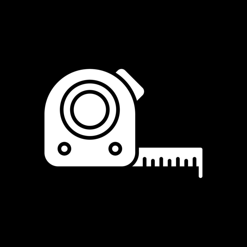 cinta medida glifo invertido icono diseño vector