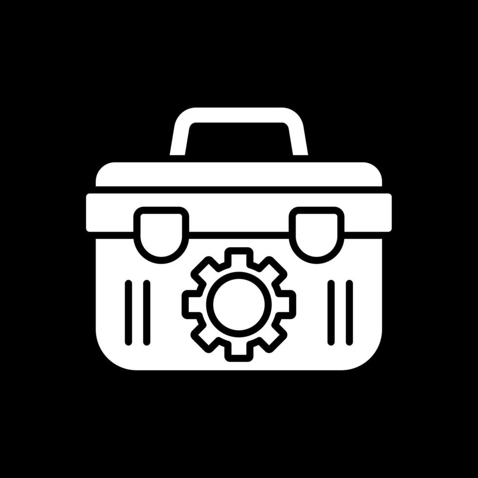 caja de herramientas glifo invertido icono diseño vector