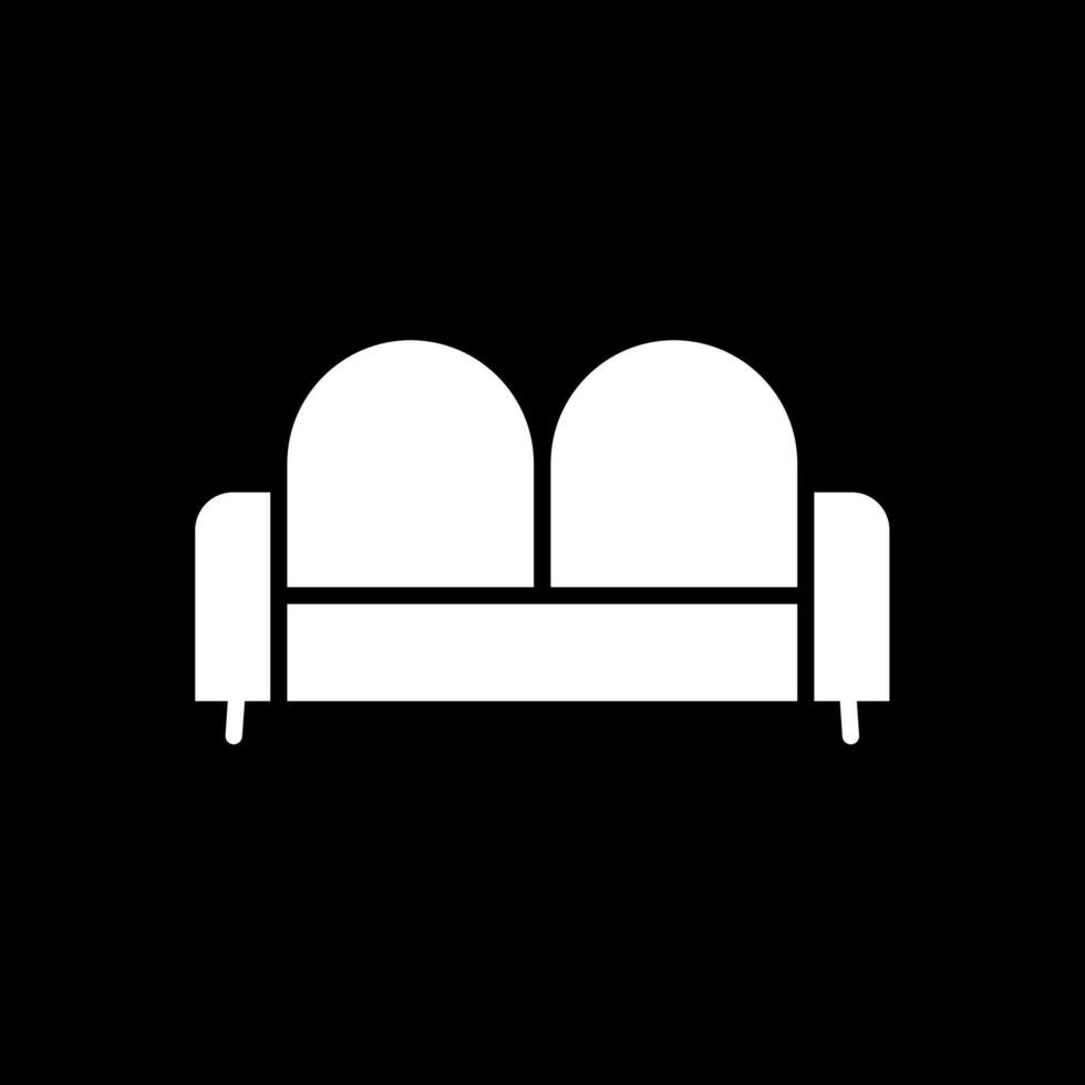 sofá cama glifo invertido icono diseño vector