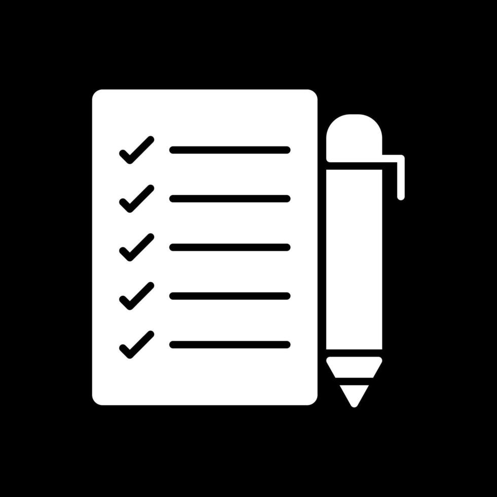 Task List Glyph Inverted Icon Design vector