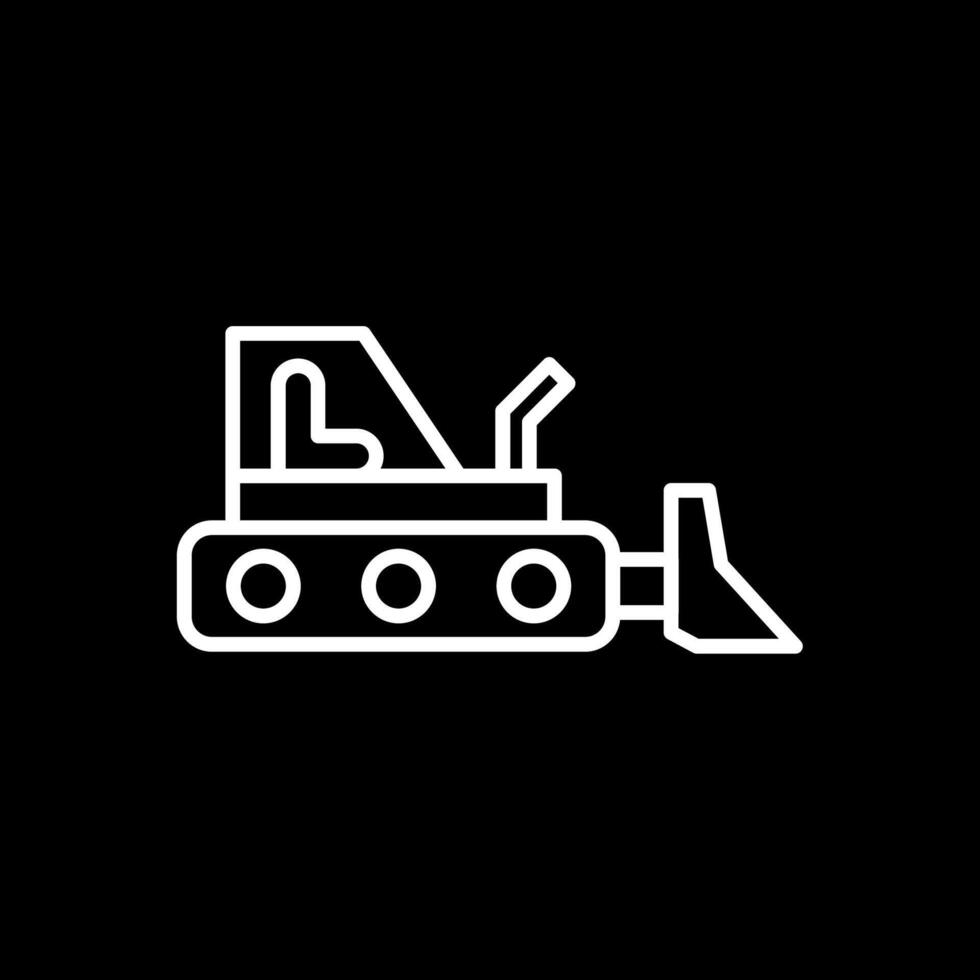 Bulldozer Line Inverted Icon Design vector