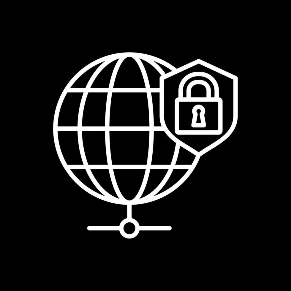 Global Security Line Inverted Icon Design vector