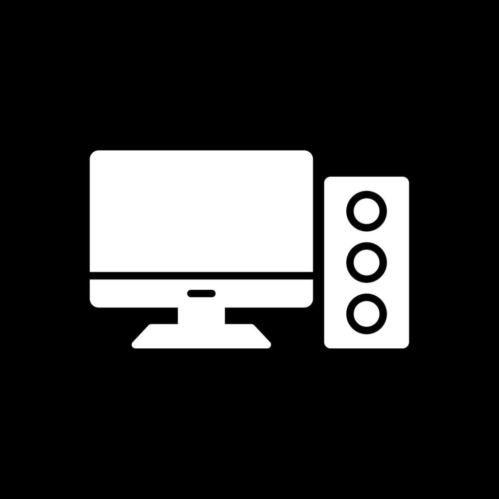 Desktop Computer Glyph Inverted Icon Design vector