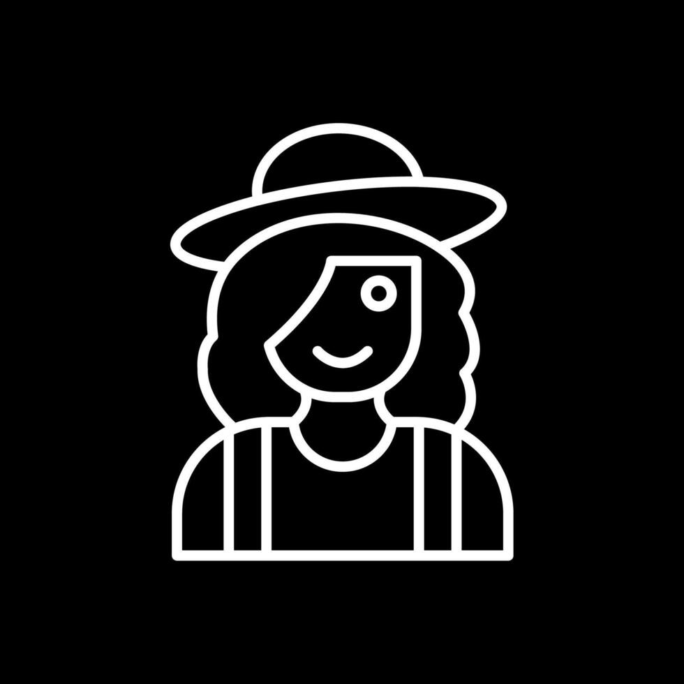 Farmer Female Line Inverted Icon Design vector