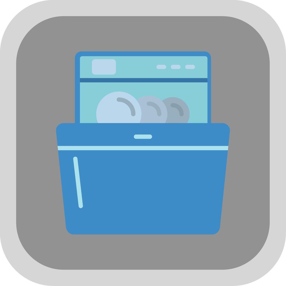 Dish Washing Flat round corner Icon Design vector