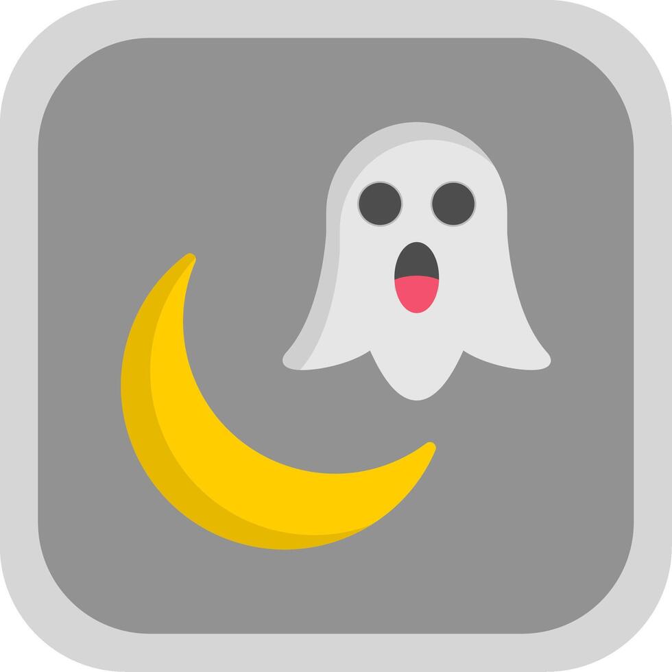 Halloween Moon Flat round corner Icon Design vector