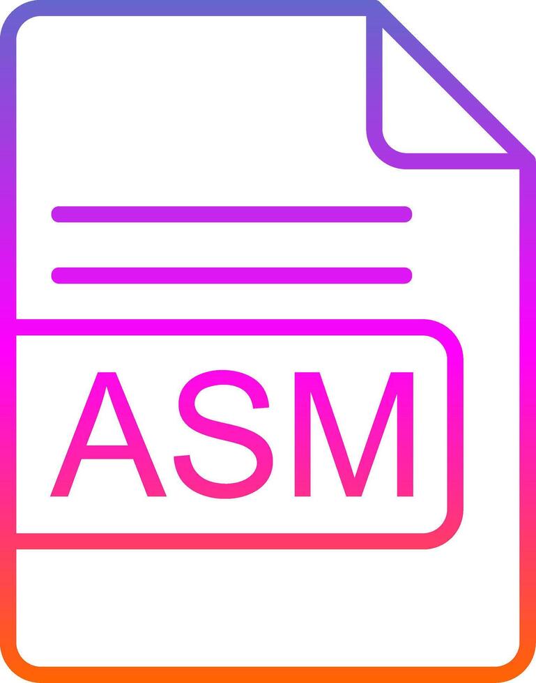 asm archivo formato línea degradado icono diseño vector