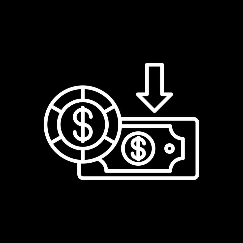 dólar línea invertido icono diseño vector