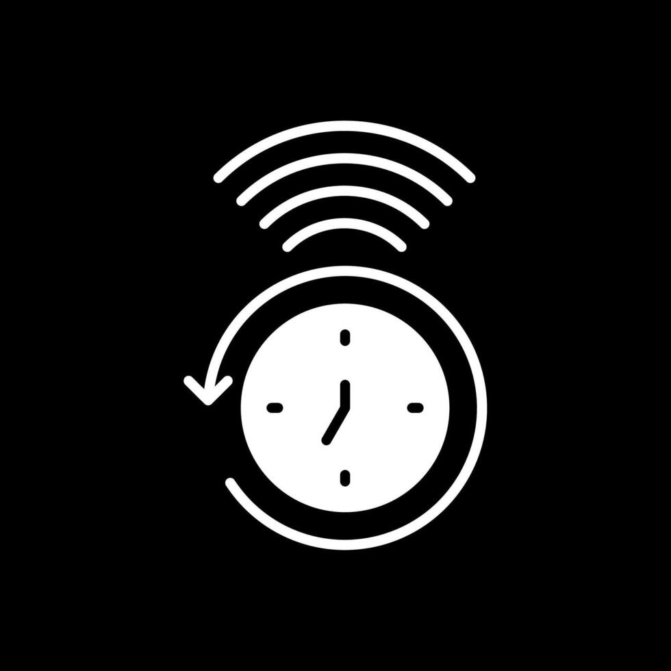 reloj glifo invertido icono diseño vector