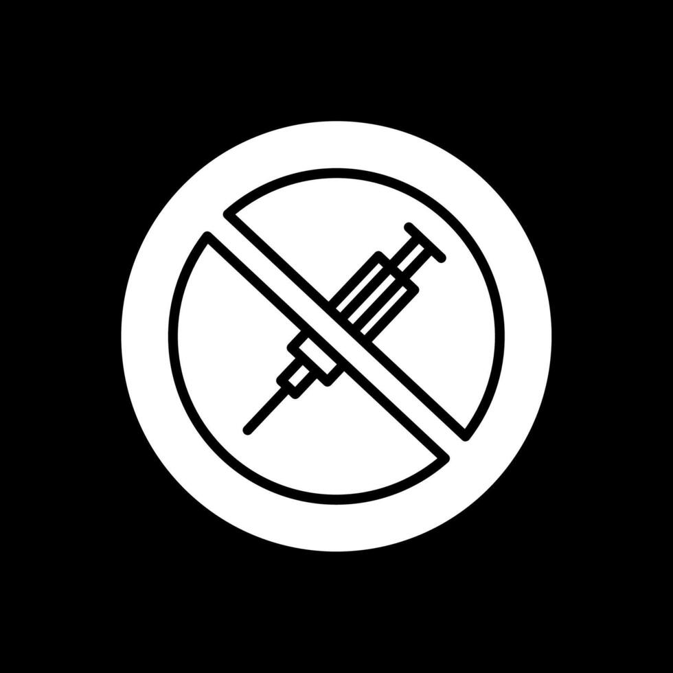 No Needle Glyph Inverted Icon Design vector