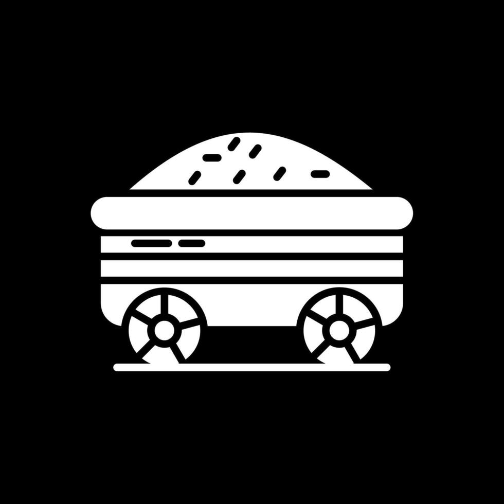 Mine Cart Glyph Inverted Icon Design vector