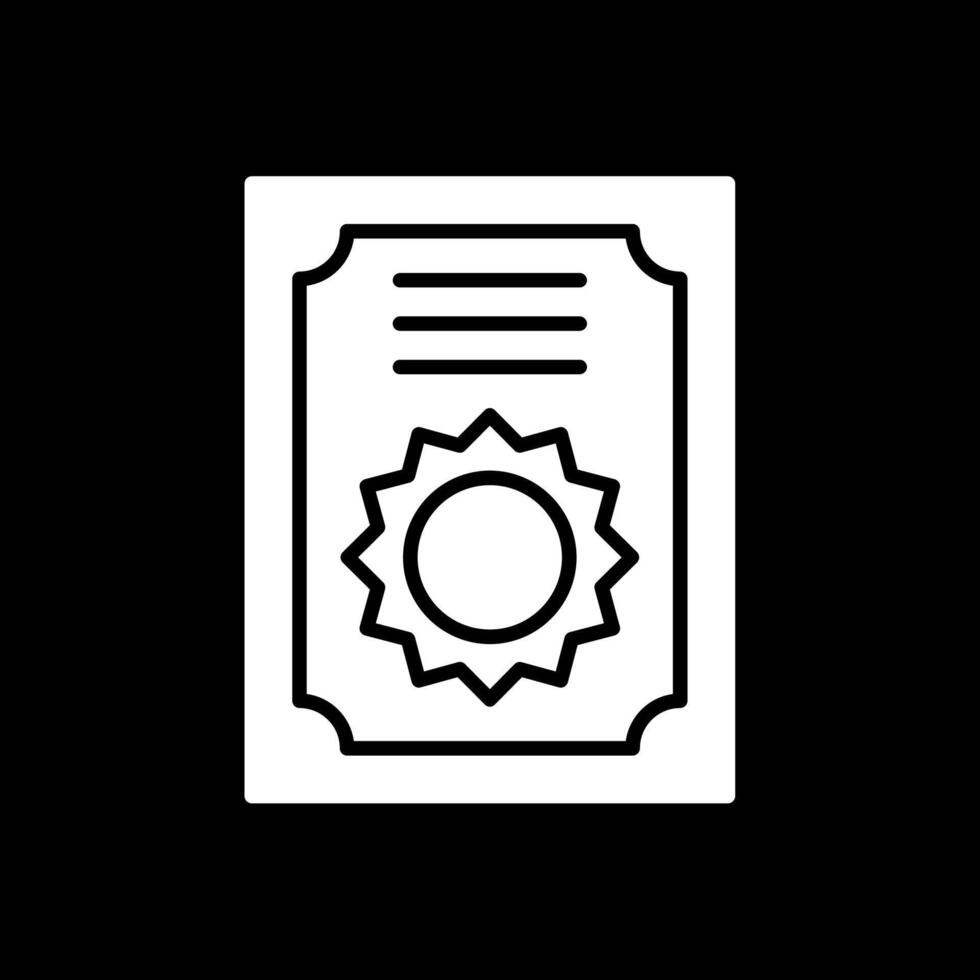 Certificate Glyph Inverted Icon Design vector
