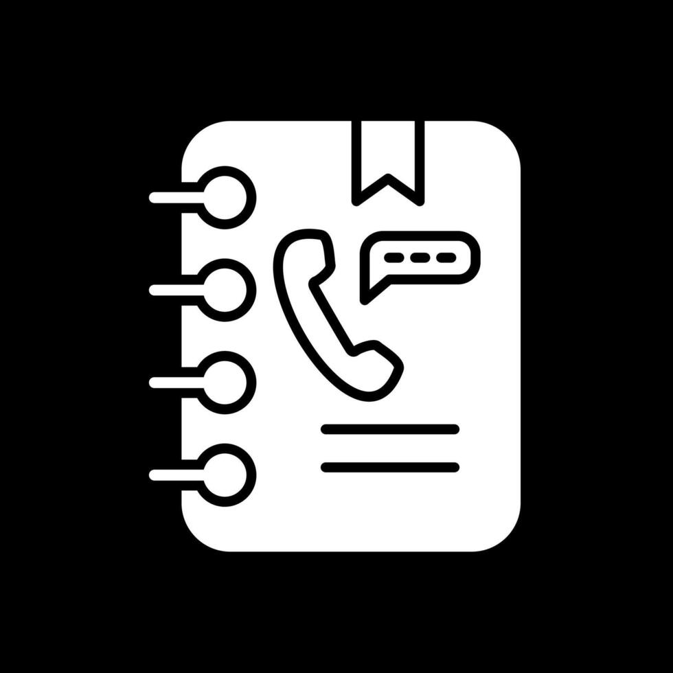 Address Book Glyph Inverted Icon Design vector