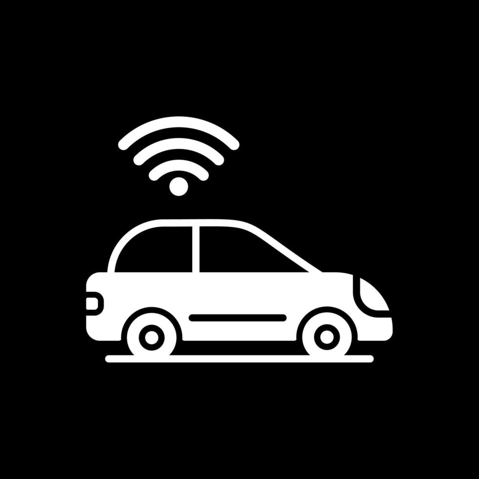 Smart Car Glyph Inverted Icon Design vector