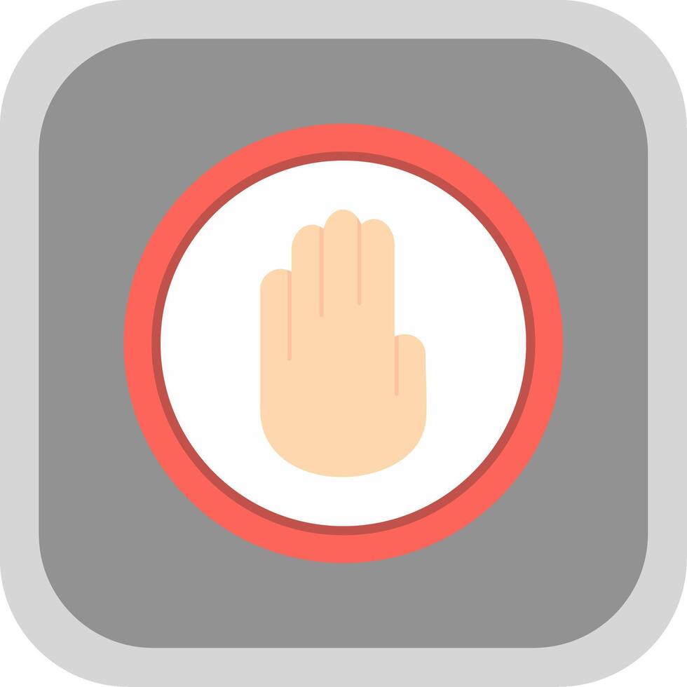 Stop Hand Flat round corner Icon Design vector